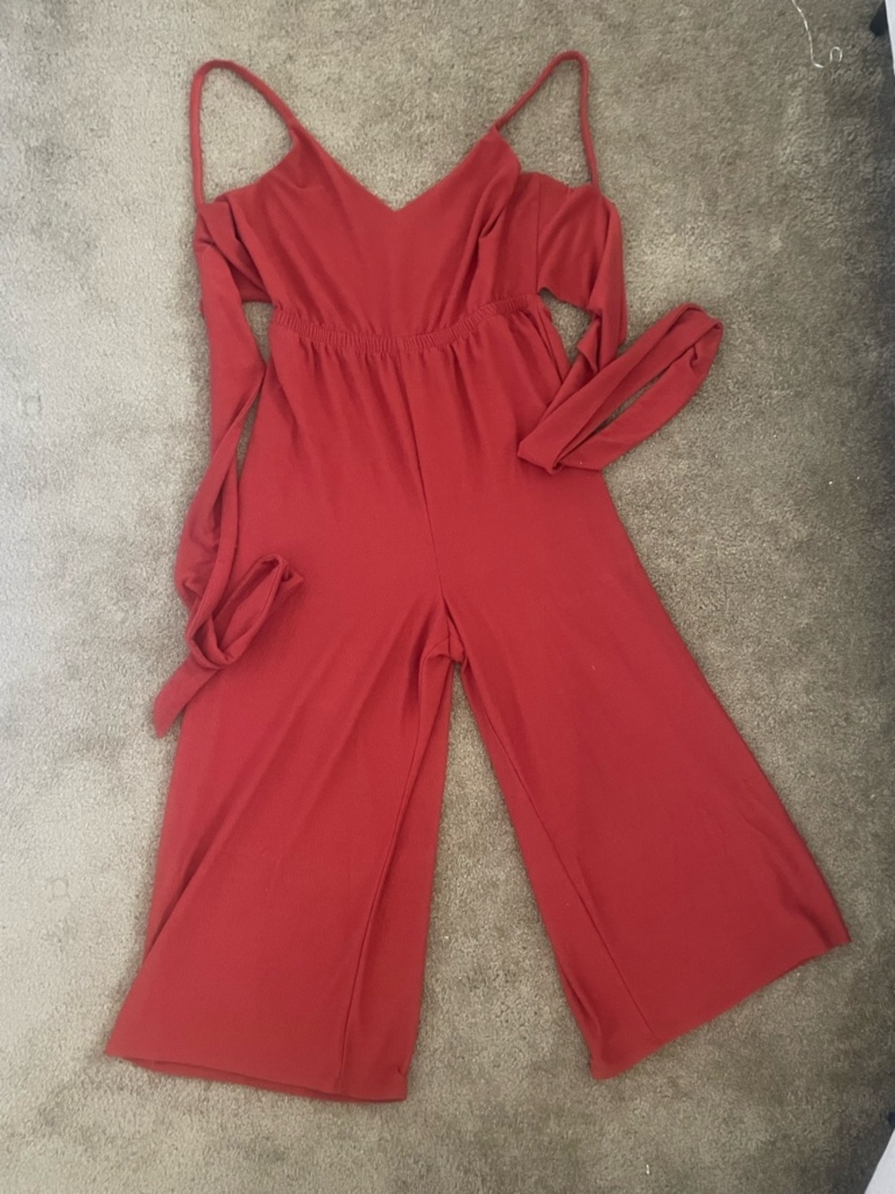 Loft Wide-Leg Jumpsuit with Spaghetti Straps spring boho size large READD>>> - Picture 2 of 12